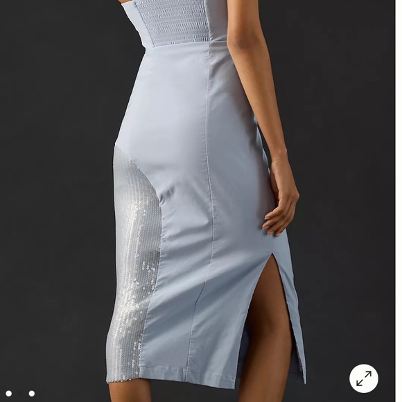 Anthropologie Strapless Slim Midi Dress Soft French Blue Size 00 - Picture 7 of 13